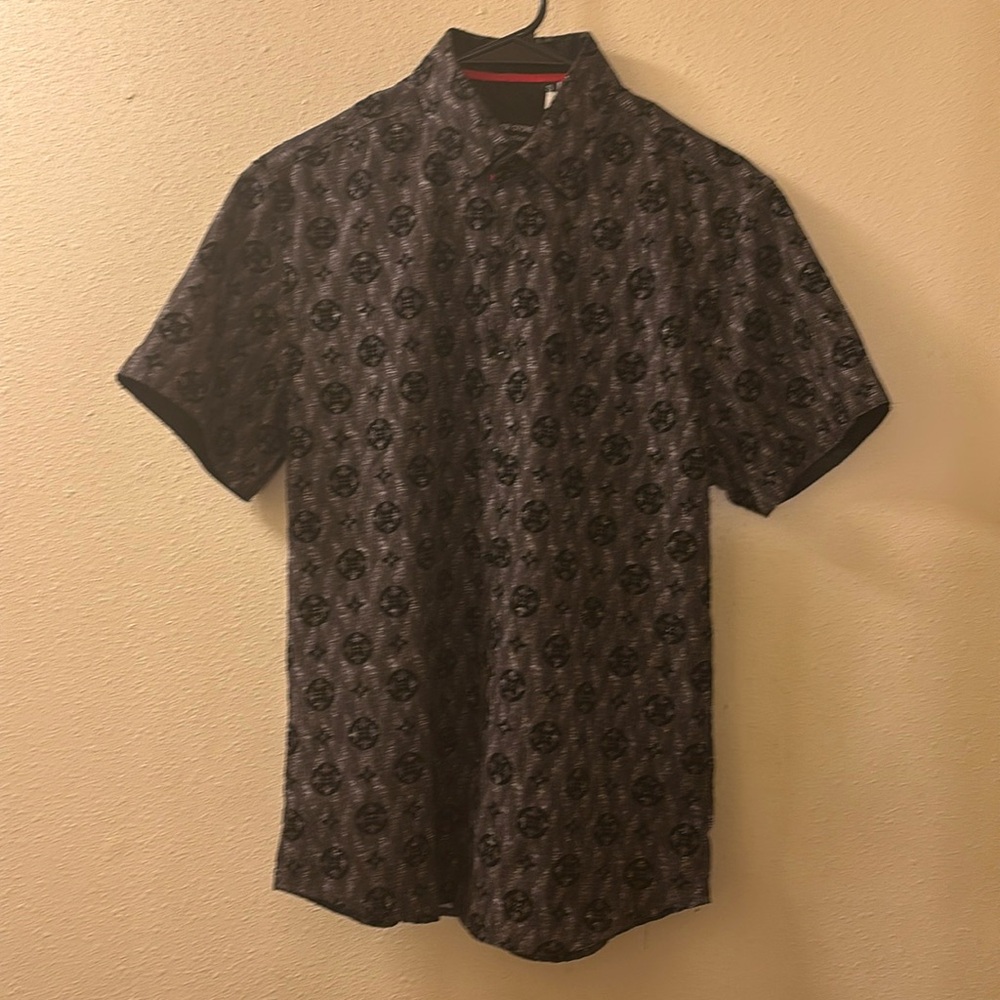 Grey/ black button down